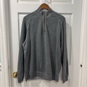 Tommy Bahama Men’s Quarter Zip Pullover Sweater Size L Gray Cotton Blend EUC